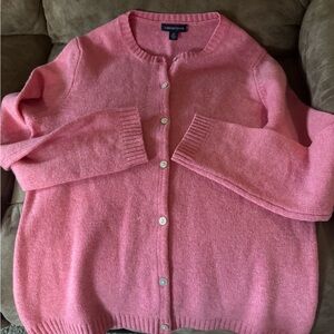 Lands' End 100% wool Pink Cardigan Sweater